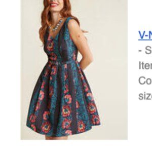 modcloth v-neck grosgrain fit and flare dress